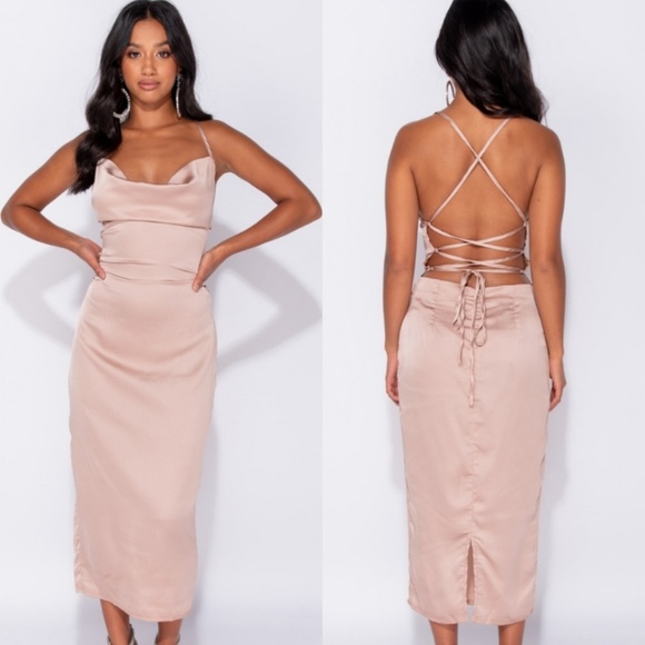 silk bodycon midi dress